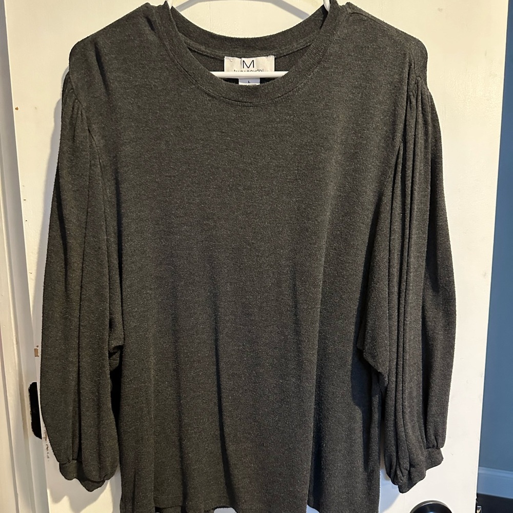 Magaschoni: Gray Long Sleeve Blouse